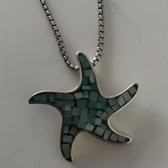 STERLING INLAID ABALONE SHELL NECKLACE - Picture 1 of 4